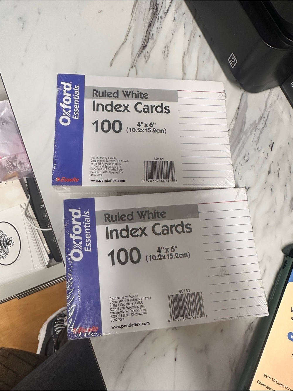 Ruled White Index Cards 4" x 6" (100 Count)  2 pack bundle - White